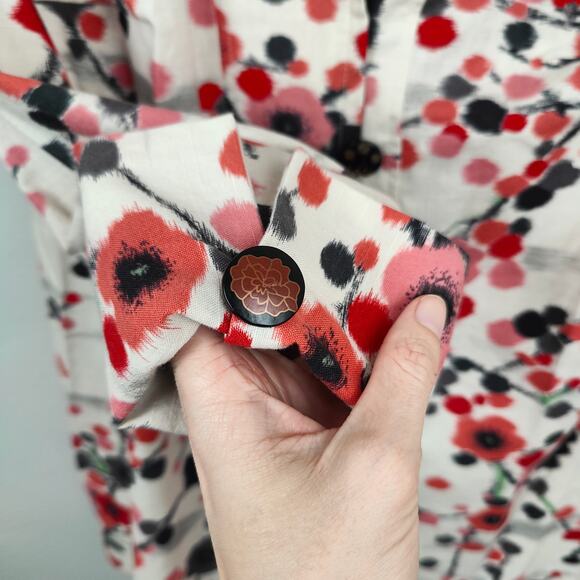 Accents & Adornments Blazer Womens Medium White Cherry Blossom Floral Linen Boho - Picture 4 of 7